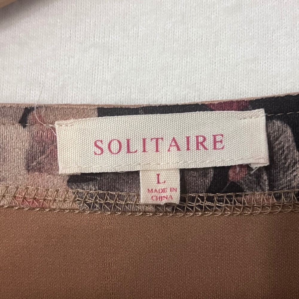 Anthropology Solitaire Brown Floral Long Cardigan Kimono with Pockets‎ Sz Large - Picture 3 of 8